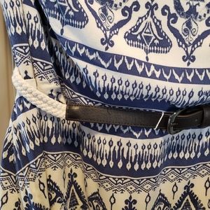 Beautiful vintage print strapless dress with belt